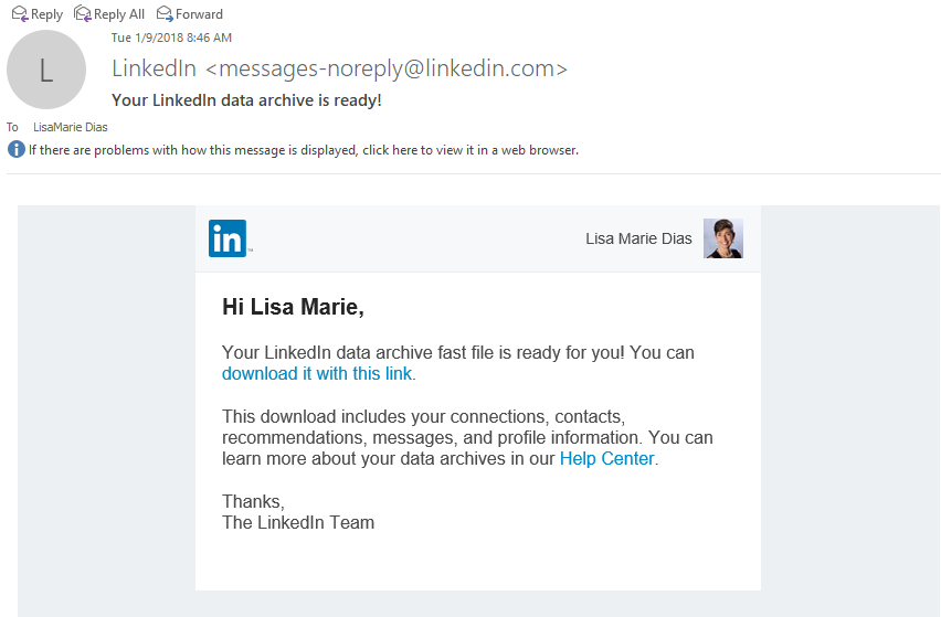How to export LinkedIn Connections