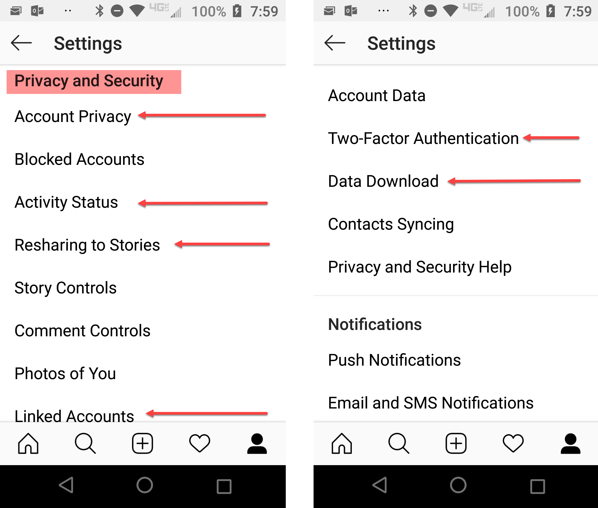 Privacy settings android