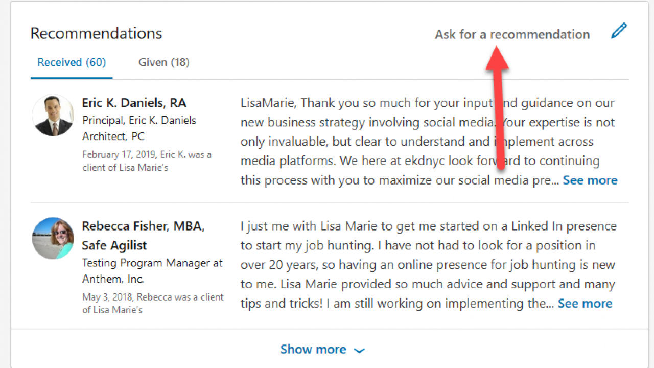 linkedin recommendation examples for sales