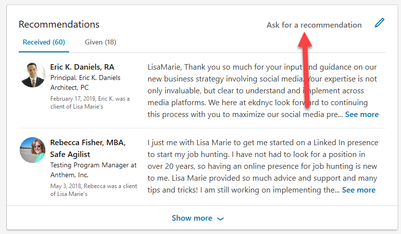 How to request a LinkedIn Recommendation