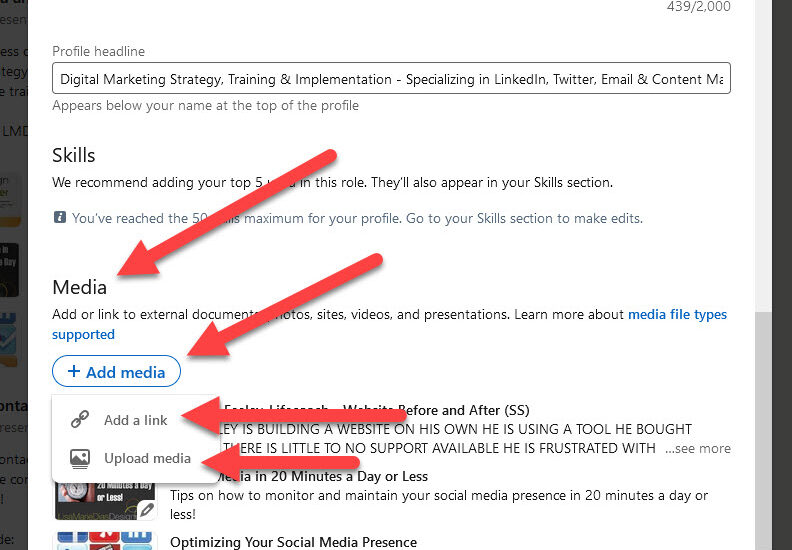How to add media to your LinkedIn profile 1