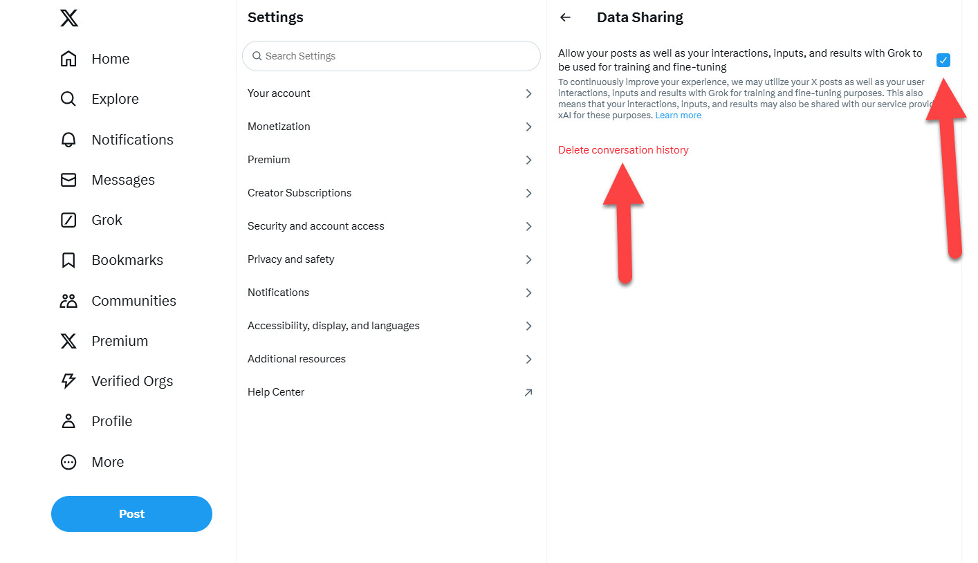 a quick tutorial on How to Keep GROK from Using Your X Content and Interactions for Training.