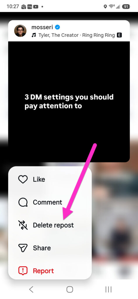 How to delete a repost on instagram